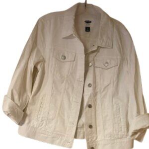 Old Navy White Jean Jacket - With Inside Pockets - Brand New - Large